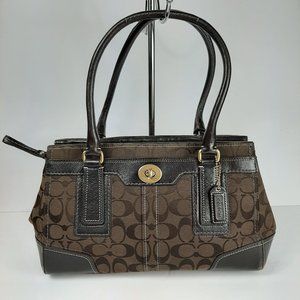 COACH 11062 Hampton Signature HandBag Brown Leathe